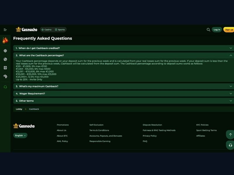 Cashback Casinacho Nacho Casino a live casino — jak straty live liczą się do cashbacku